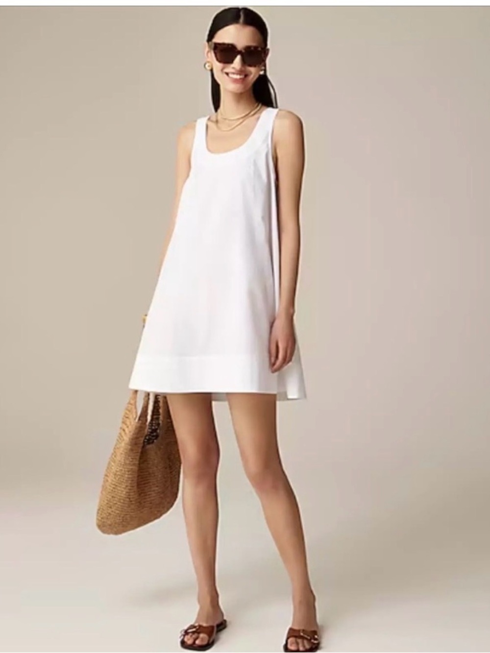 J. Crew White Sleeveless Shift Mini Dress